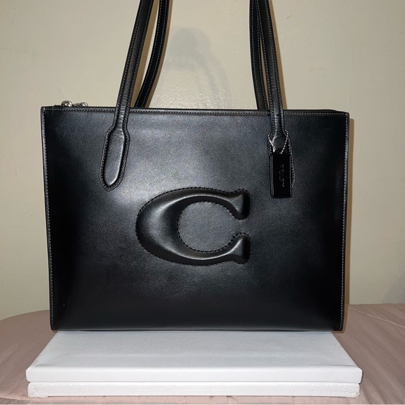 Coach Nina Black Leather Tote Bag CR096 - Picture 2 of 7